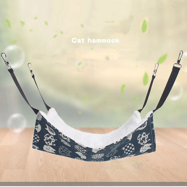 1 Pc Cat Hanging Hammock Vintage Style Pet Cage with Adjustable Straps and Metal Hooks Double-Sided Hanging Bed for Cats Small Dogs & Rabbit