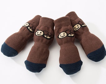 Hundesocken, Anti-Rutsch-Hunde weicher Pfotenschutz, Haustier-Socken mit Gummiverstärkung für kleine mittelgroße Welpen Doggy Indoor Outdoor Walking