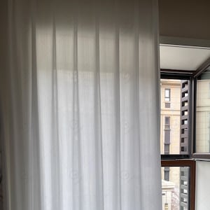 White Sheer Curtain, Modern Panel Design, Custom Living Room Decor Drapery