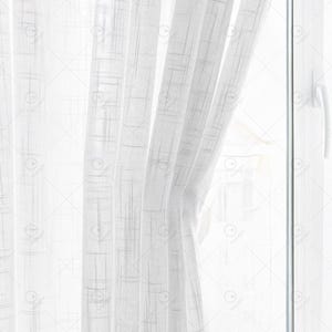 Lightweight Sheer Curtain with Grid Texture, Sheer Window Treatment for Living Room and Bedroom