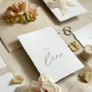 Tischnummern | Tischkarten | Hochzeit | Tischdekoration | Büttenpapier