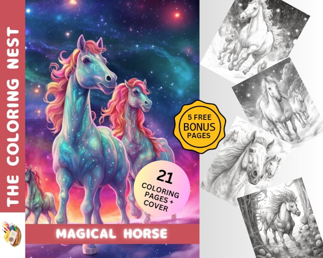 21 Magical Horse Coloring Pages Instant Download for - Etsy