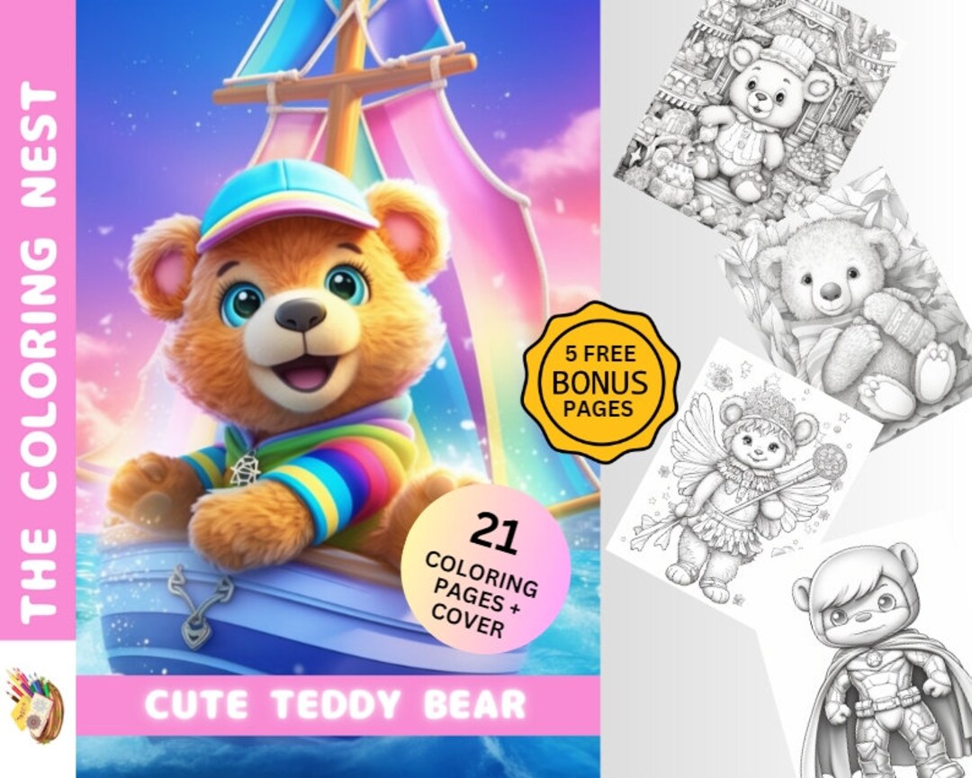 21 Cute Teddy Bear Coloring Book Pages Instant Download - Etsy