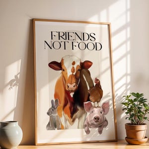 Vegan wall print, Friends Not Food