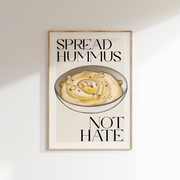 Vegan wall print, Spread Hummus Not Hate