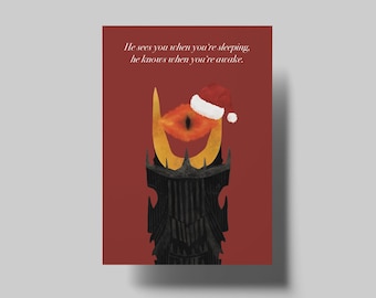 He sees you when you're sleeping... funny Christmas card - Sauron sees everything - Christmas Card funny