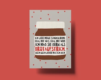 Ich liebe meine Schokocreme - Karte - Valentinstag - lustige Postkarte -