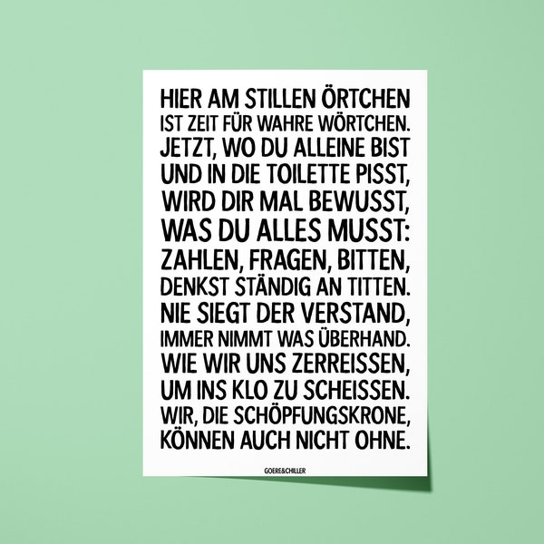 Hier am stillen Örtchen… - Klo-Gedicht - Deko fürs Badezimmer - witzige Poster