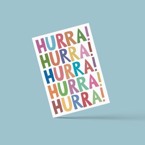 Hurra! - Geburtstagskarte - fröhliche, bunte Karte