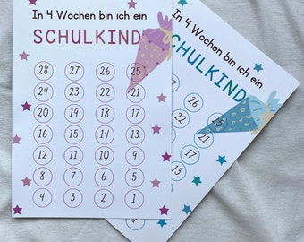 Countdown Einschulung I Schulanfänger I Din A5 I zwei Farben