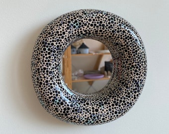 Ceramic mirror Small wall mirror Round mirror Vanity mirror Funky mirror Ceramic wall art Wall sculpture