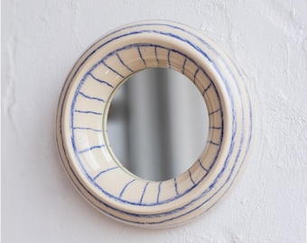 Wall mirror Ceramic mirror Small wall mirror Round mirror Vanity mirror Funky mirror Ceramic wall art Wall sculpture, Beach House Decor