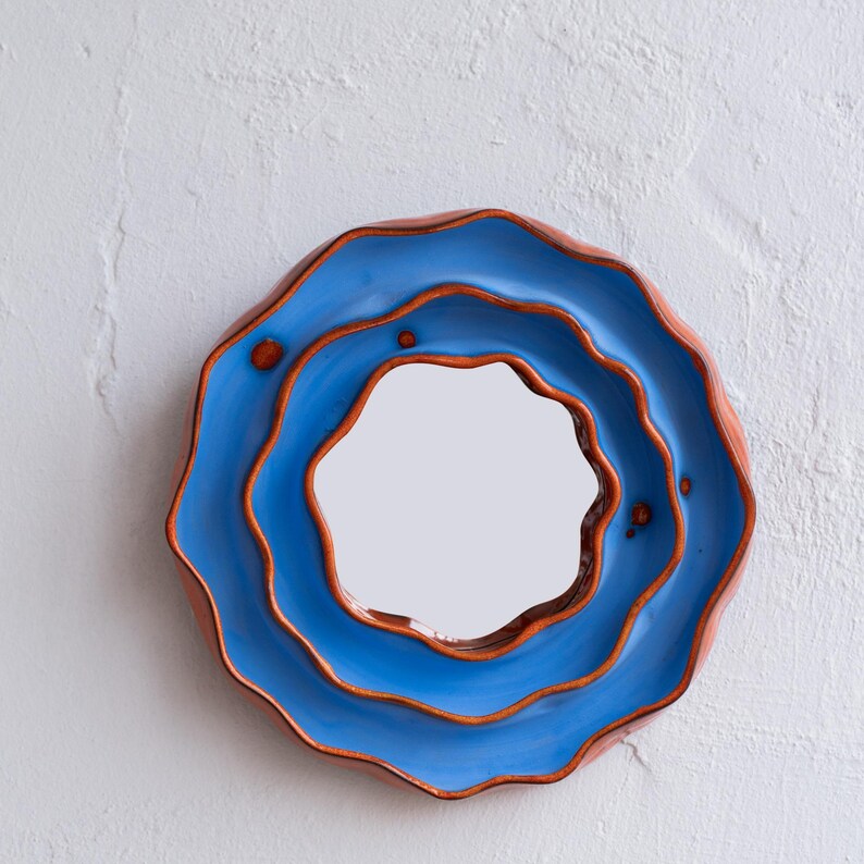Espelho assimétrico de cerâmica para decoração de parede, espelho irregular, decoração com tema de dopamina, presente de Natal para casa. imagem 11