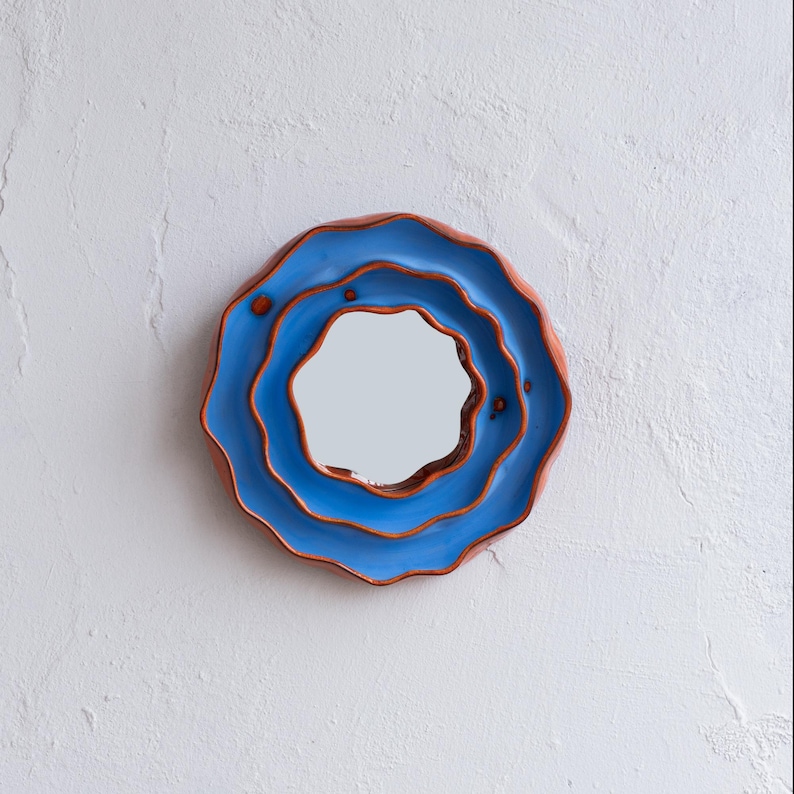 Espelho assimétrico de cerâmica para decoração de parede, espelho irregular, decoração com tema de dopamina, presente de Natal para casa. imagem 9
