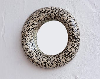 Irregular Mirror, Ceramic Wall Art, Handmade Ceramic Mirror, Bathroom Boho Decor, Funky Decorative Mirror, Dorm Decor, Sculptural Mirror