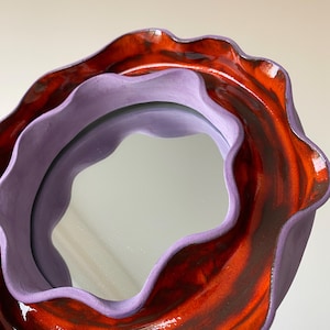 Specchio floreale in ceramica fatto a mano: decorazione per la casa originale, 19 cm