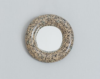 Ceramic wall art Ceramic mirror Small wall mirror Round mirror Vanity mirror Funky mirror Wall sculpture