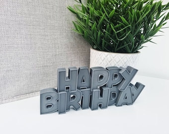 Reusable Happy Birthday Sign Grey, Party Decorations, Birthday Celebration Signs, Grey Birthday Decor, Grey Party Decorations, Party Signs
