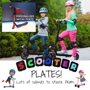 Kids Scooter Customised Initial Plate! Fits all Scooters, Scooter Accessories, Personalized Kids Plates, Scootering, Children&#39;s Scooter Name