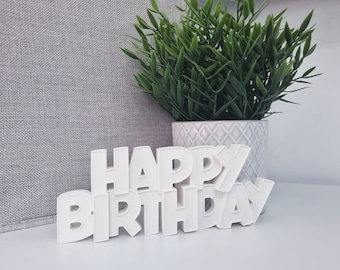 Reusable Happy Birthday Sign White, Birthday Table Display, Happy Birthday Letters Reusable Birthday, Birthday Lettering Happy Birthday Word