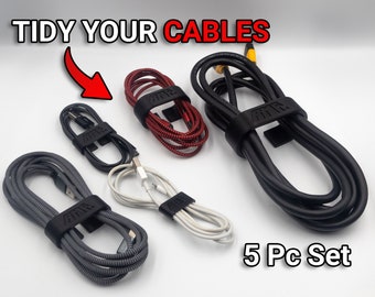 Cable Management Clips in BLACK, Cable Tidy, Cable Tidies, Travel Accessories, Home Office Organisation, Desk Tidy, Gift for Dad, Dads Gifts