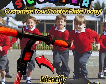 Placa inicial personalizada para patinete infantil. Compatible con todos los patinetes. Accesorios para patinetes. Placas personalizadas para niños. Patinete infantil. Nombre para patinete infantil.