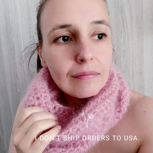 Pink mohair scarf, Super fluffy mohair tube