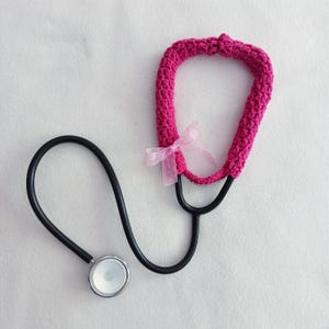 Pink Stethoscope cover with ribbon,  Pink stethoscope case, Gift for pediatric nurse