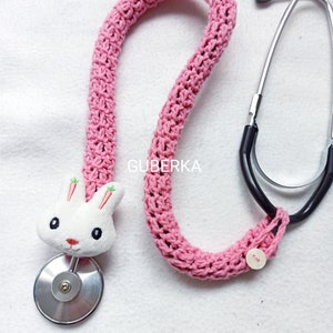 Stethoscope cloth with rabbit, Medical stethoscope garment, Doctor gift, Medicine accessory, Gift for pediatric nurse, Bunny gift from child