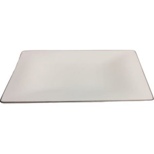 May include: A white rectangular mouse pad with a gray border.