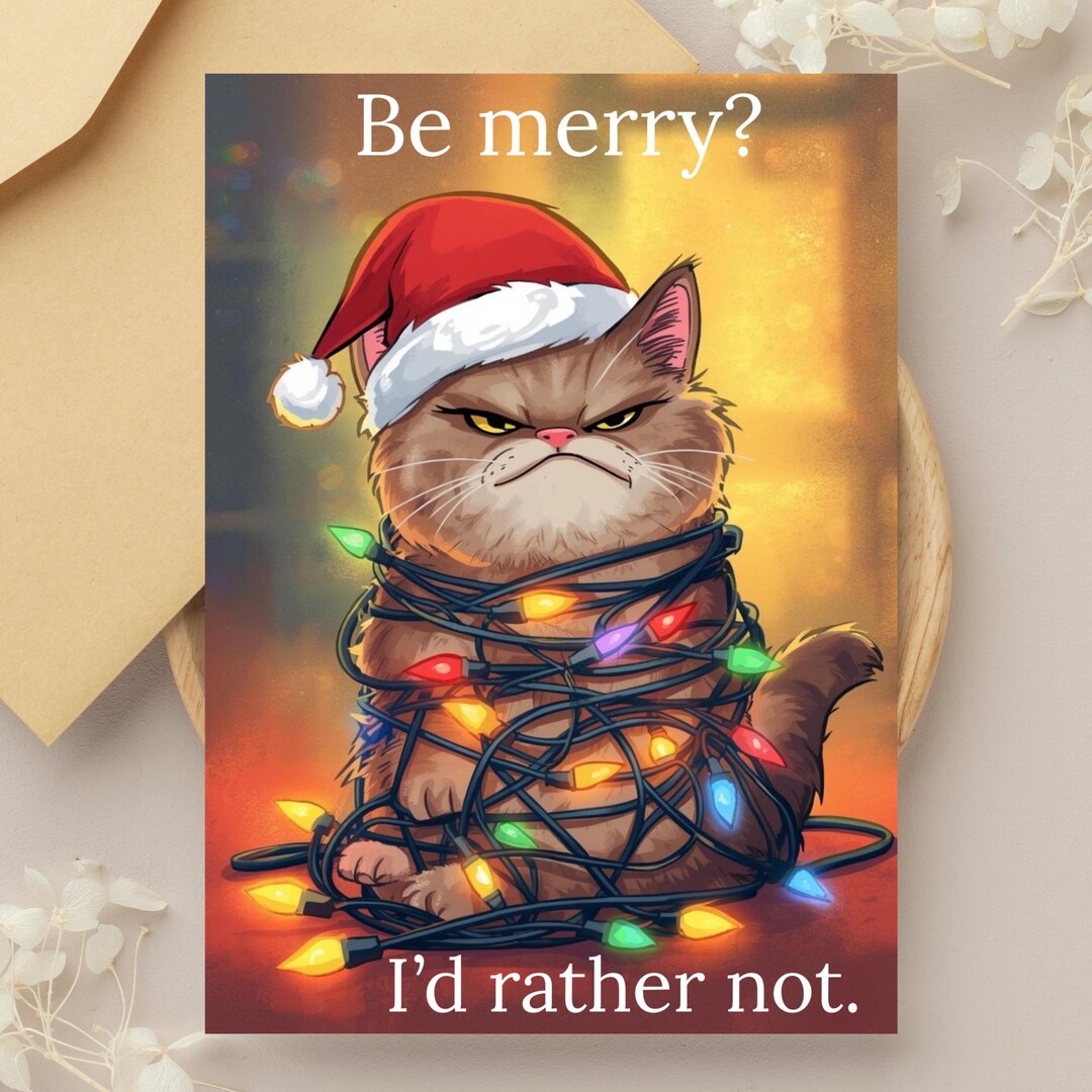 Funny Grumpy Cat Christmas Card | Printable Holiday Humor (PDF, JPG) - Etsy