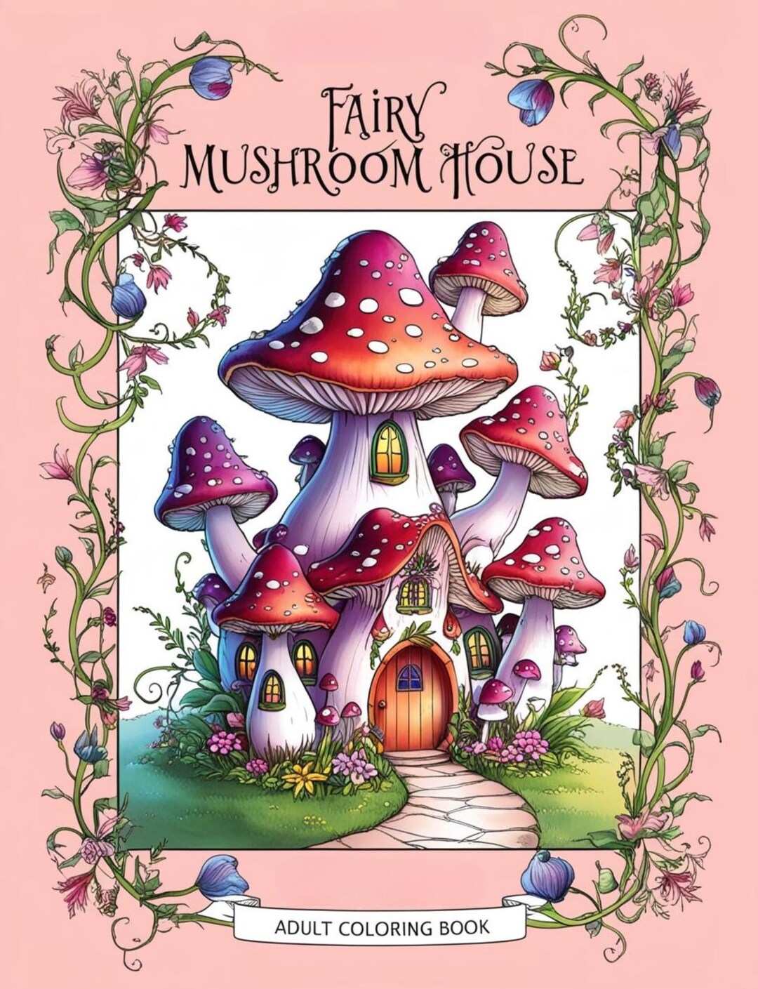 Fairy Mushroom House Coloring Page for Adults | Aesthetic Printable ...