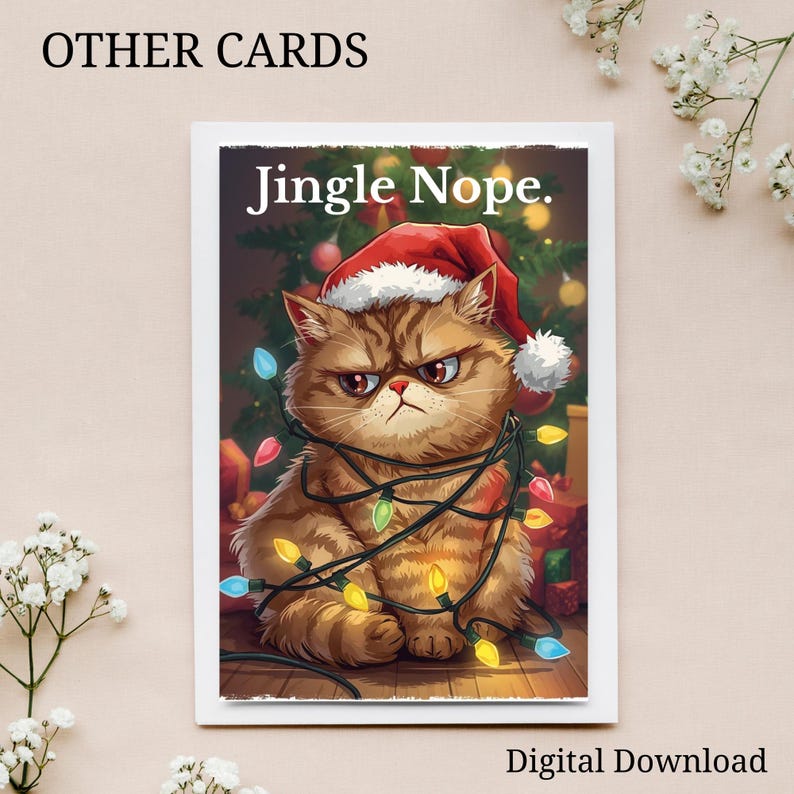 Funny Grumpy Cat Christmas Card | Holiday Humor (printable) - Etsy