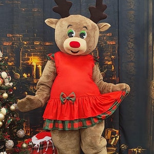 The Christmas Mrs. Deer, Adult Mascot Costume, Party Mascot Costume, Event Mascot Costume, Birthday Party Costume, Luxury Costume