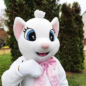 White Kitty Mascot Costume, Adult Mascot Costume, Party Mascot Costume, Event Mascot Costume, Birthday Party Costume, Luxury Mascot Costume