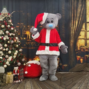Teddy the Gray,  Christmas, Adult Mascot Costume, Party Mascot Costume, Event Mascot Costume, Birthday Party Costume, Luxury Costume