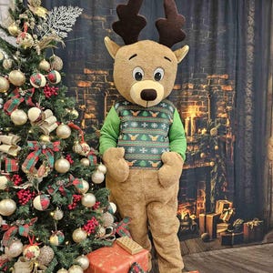 The Christmas Deer, Adult Mascot Costume, Party Mascot Costume, Event Mascot Costume, Birthday Party Costume, Luxury Costume