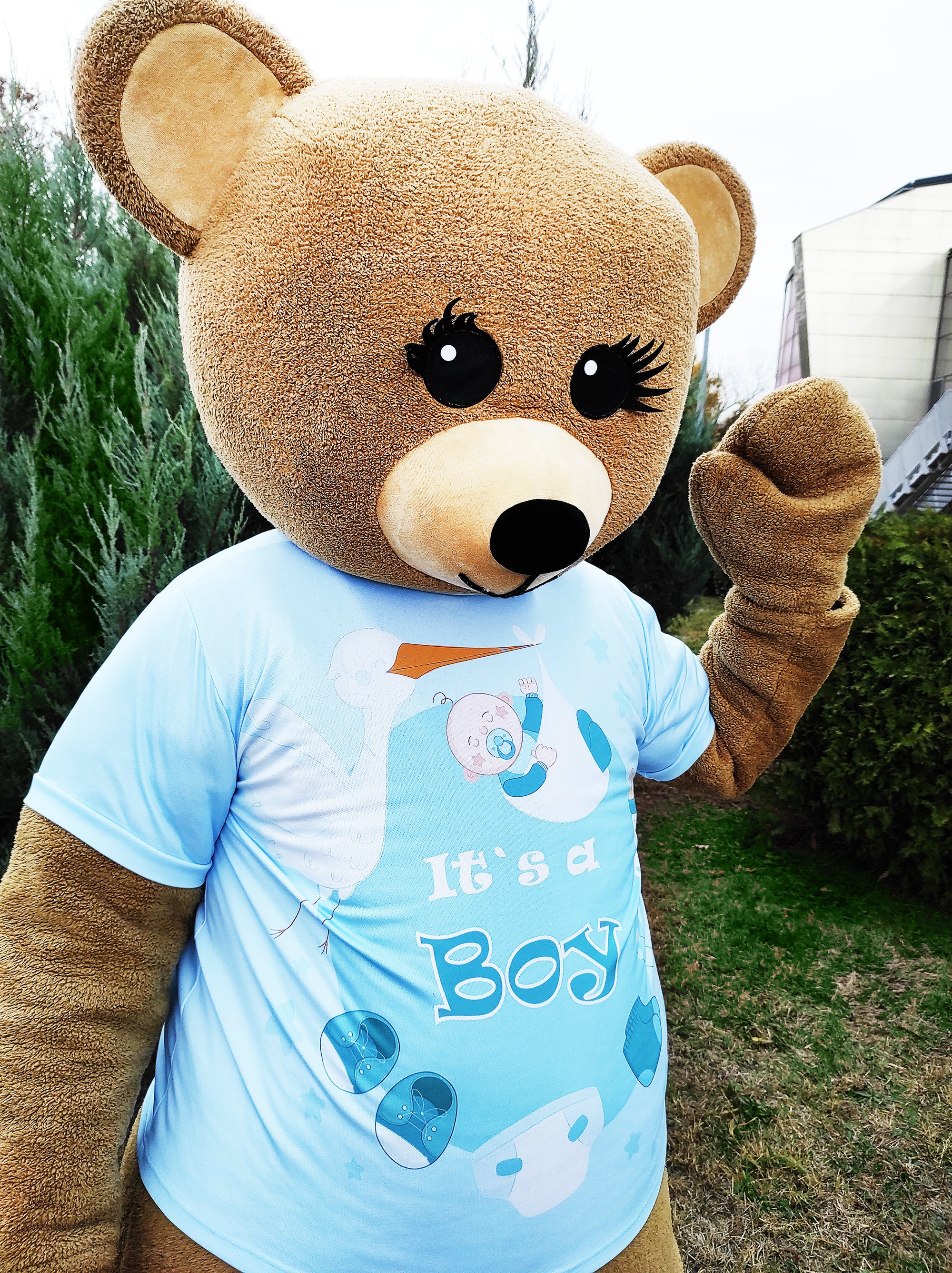 Adult Teddy Bear Mascot Costume Unisex Jungle Animal Big Head Fancy Dress Outfit main image 0