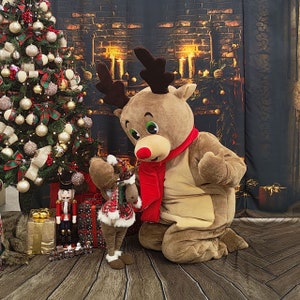 The Christmas Deer, Adult Mascot Costume, Party Mascot Costume, Event Mascot Costume, Birthday Party Costume, Luxury Costume