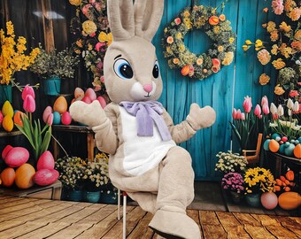 Déguisement mascotte Lapin de Pâques, Déguisement mascotte adulte, Déguisement mascotte de fête, Déguisement mascotte pour événement, Déguisement fête d'anniversaire, Déguisement mascotte de luxe