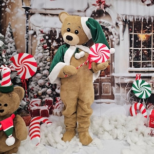 Christmas Bear Mascot Costume, Adult Mascot Costume, Party Mascot Costume, Event Mascot Costume, Birthday Party Costume, Luxury