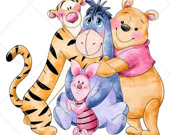 Winnie the Pooh Clipart PNG, Ilustración dibujada a mano en acuarela, Descarga digital