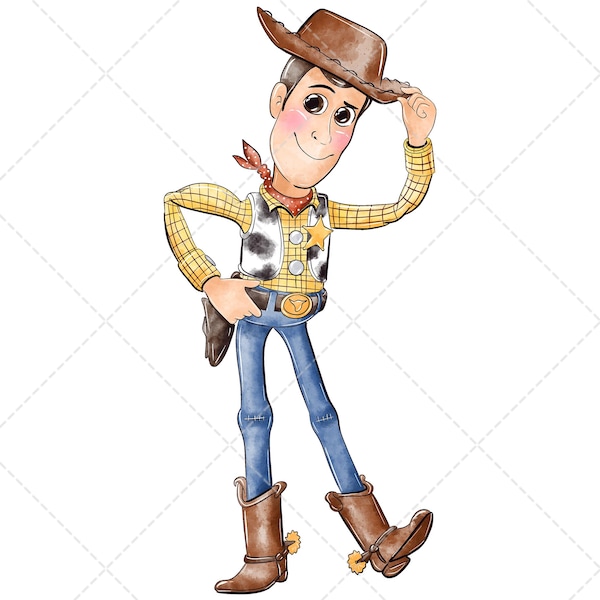 Woody Toy Story Clipart PNG, Watercolor Hand Drawn Illustration, Digital Download