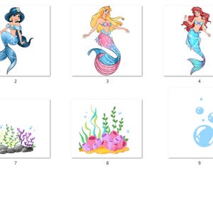 Mermaid Princess Clipart PNG Bundle, Watercolor Hand Drawn ...
