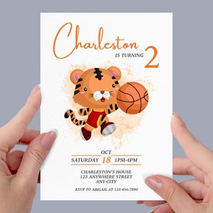 Gepersonaliseerde digitale basketbalverjaardagsuitnodiging | Afdrukbare basketbalfeestuitnodiging | Gemakkelijk af te drukken of online te delen | Snelle levering