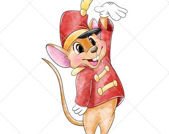 Timothy Q Mouse Clipart PNG, Ilustración dibujada a mano en acuarela, Descarga digital, Dumbo