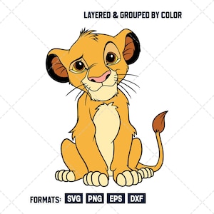 Simba SVG, Layered SVG Cut-fil för Cricut & Silhouette, Digital nedladdning, Lejonkungen