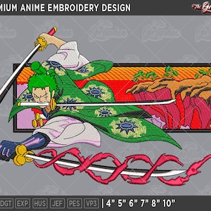 Zoro Chibi Embroidery Design File, One Piece Anime Embroidery Design,  Machine Embroidery File. Zoro Roronoa pes Design