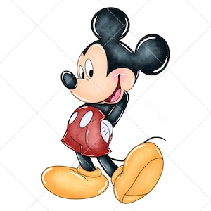 Clipart do Mickey Mouse em PNG, ilustração aquarela desenhada à mão, download digital