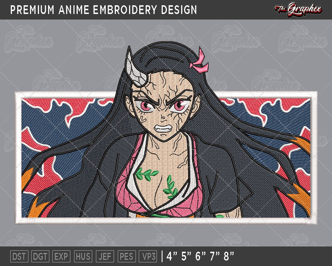 Premium Anime Embroidery Design, Anime Inspired Machine Embroidery